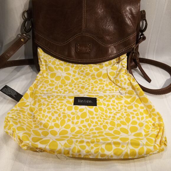 Brown Leather Crossbody Flap Shoulder Bag (Liz & Co) – Good Condition - Picture 5 of 10
